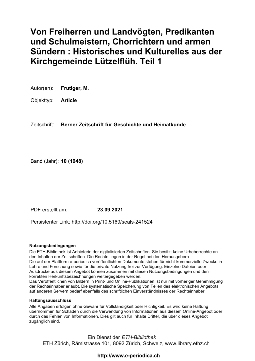 Von Freiherren Und Landvögten, Predikanten Und Schulmeistern, Chorrichtern Und Armen Sündern : Historisches Und Kulturelles Aus Der Kirchgemeinde Lützelflüh