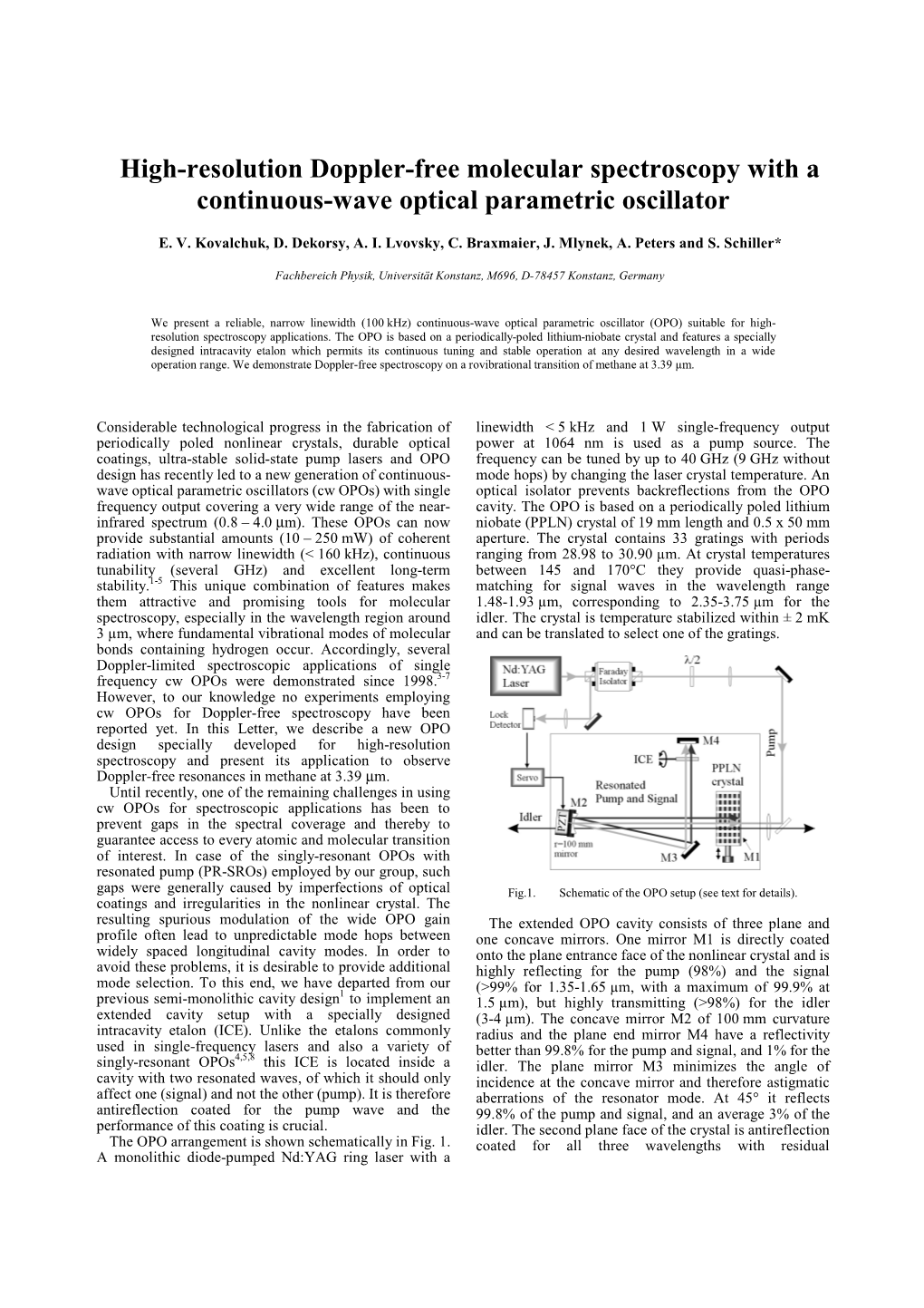 High-Resolution Doppler-Free Molecular Spectroscopy with a Continuous-Wave Optical Parametric Oscillator