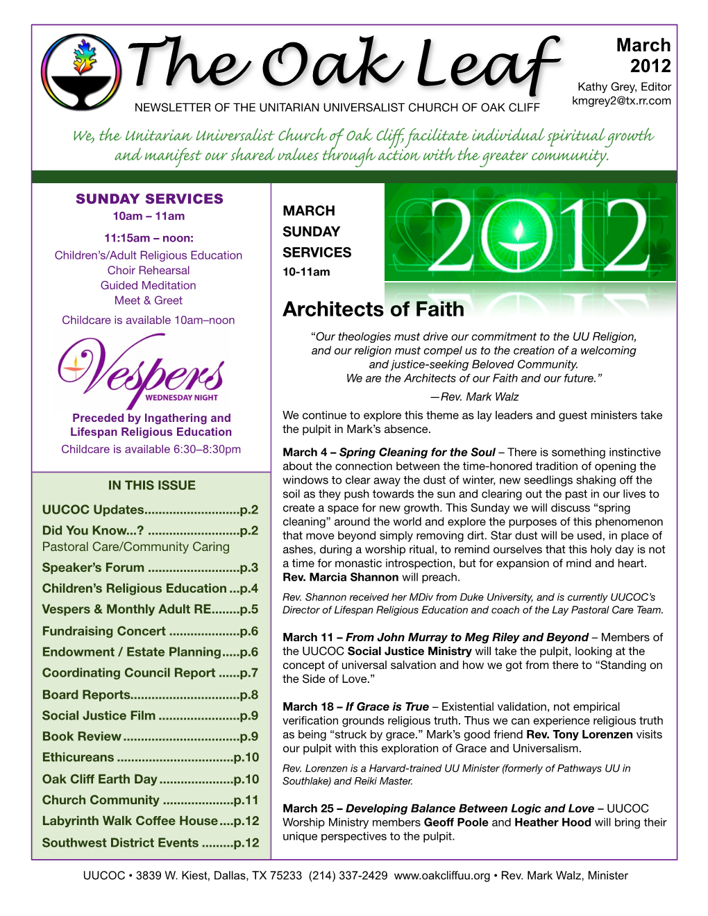 MARCH 2012 Newslettere