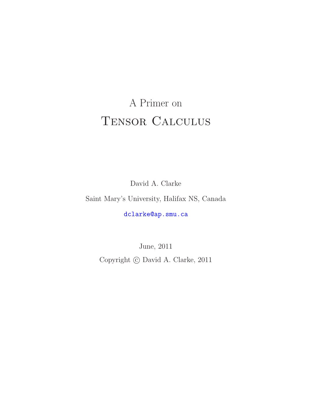 Tensor Calculus