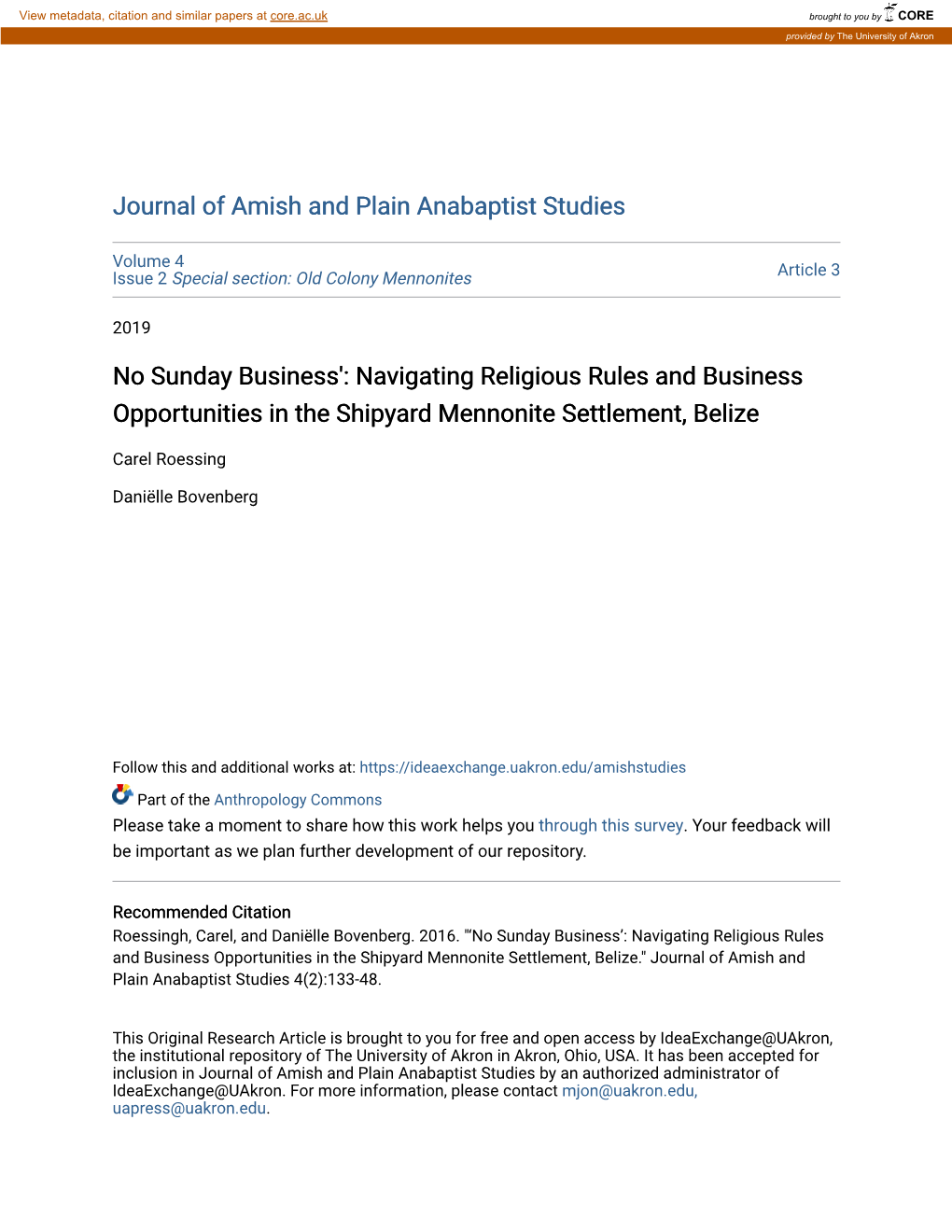 Navigating Religious Rules and Business Opportunities in the Shipyard Mennonite Settlement, Belize