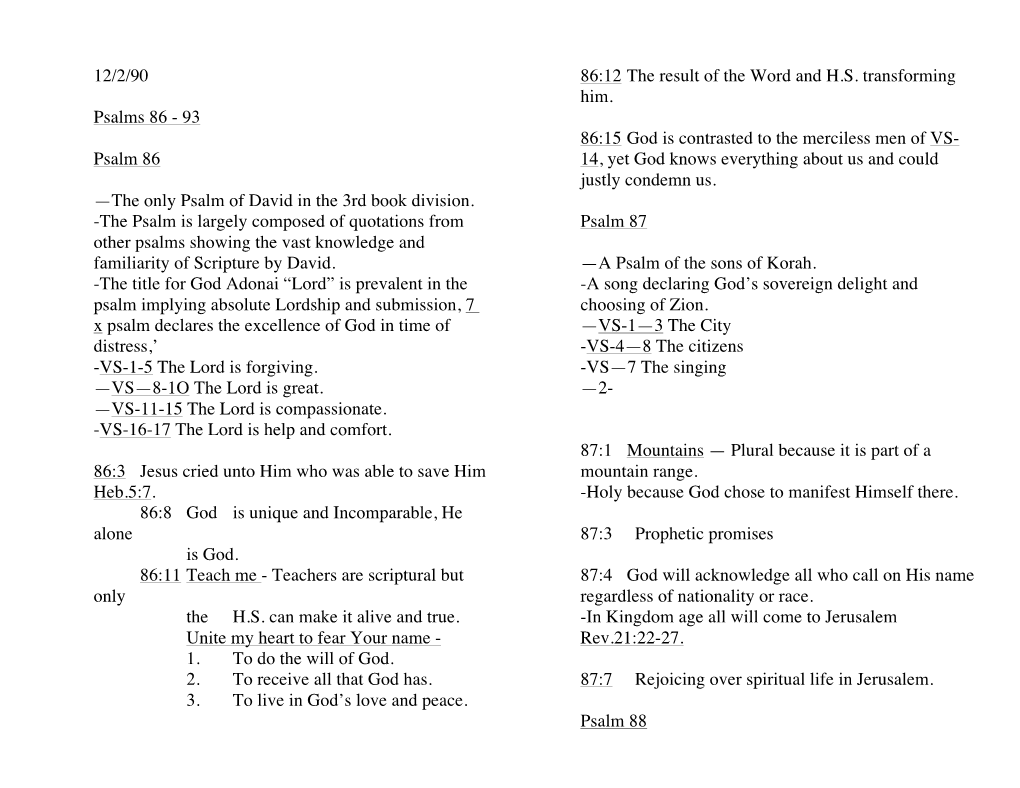 12/2/90 Psalms 86