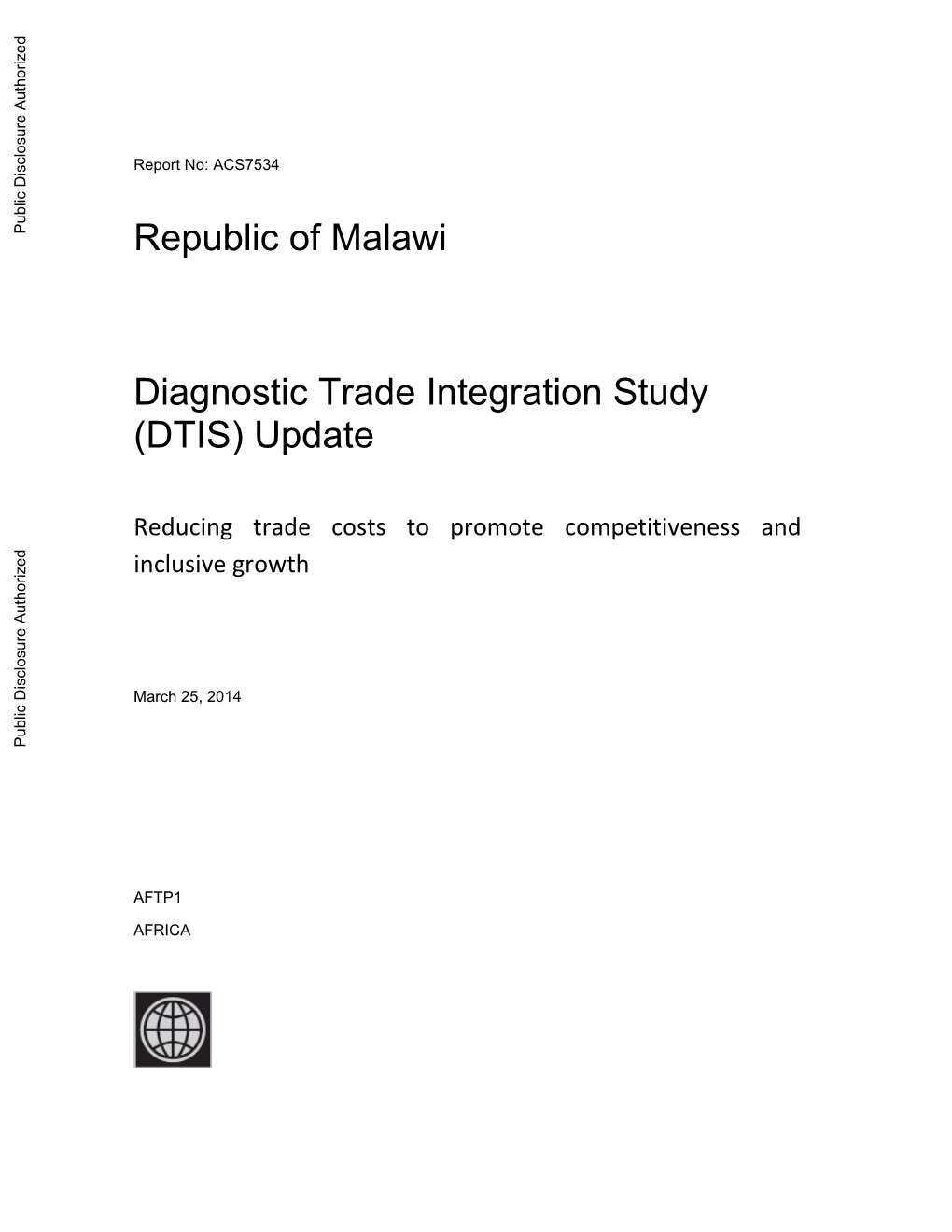 Republic of Malawi Diagnostic Trade Integration Study (DTIS) Update