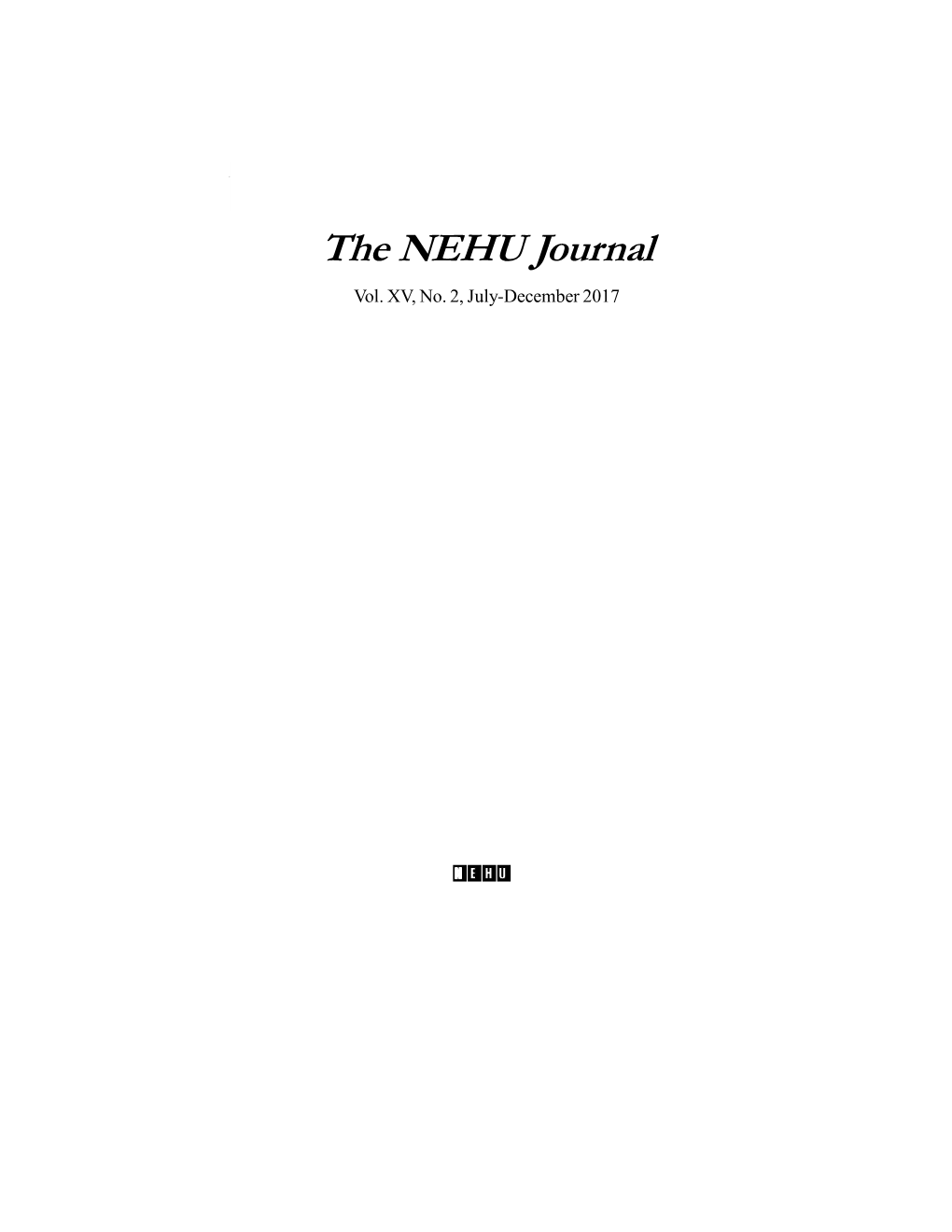 The NEHU Journal, Vol XV, No