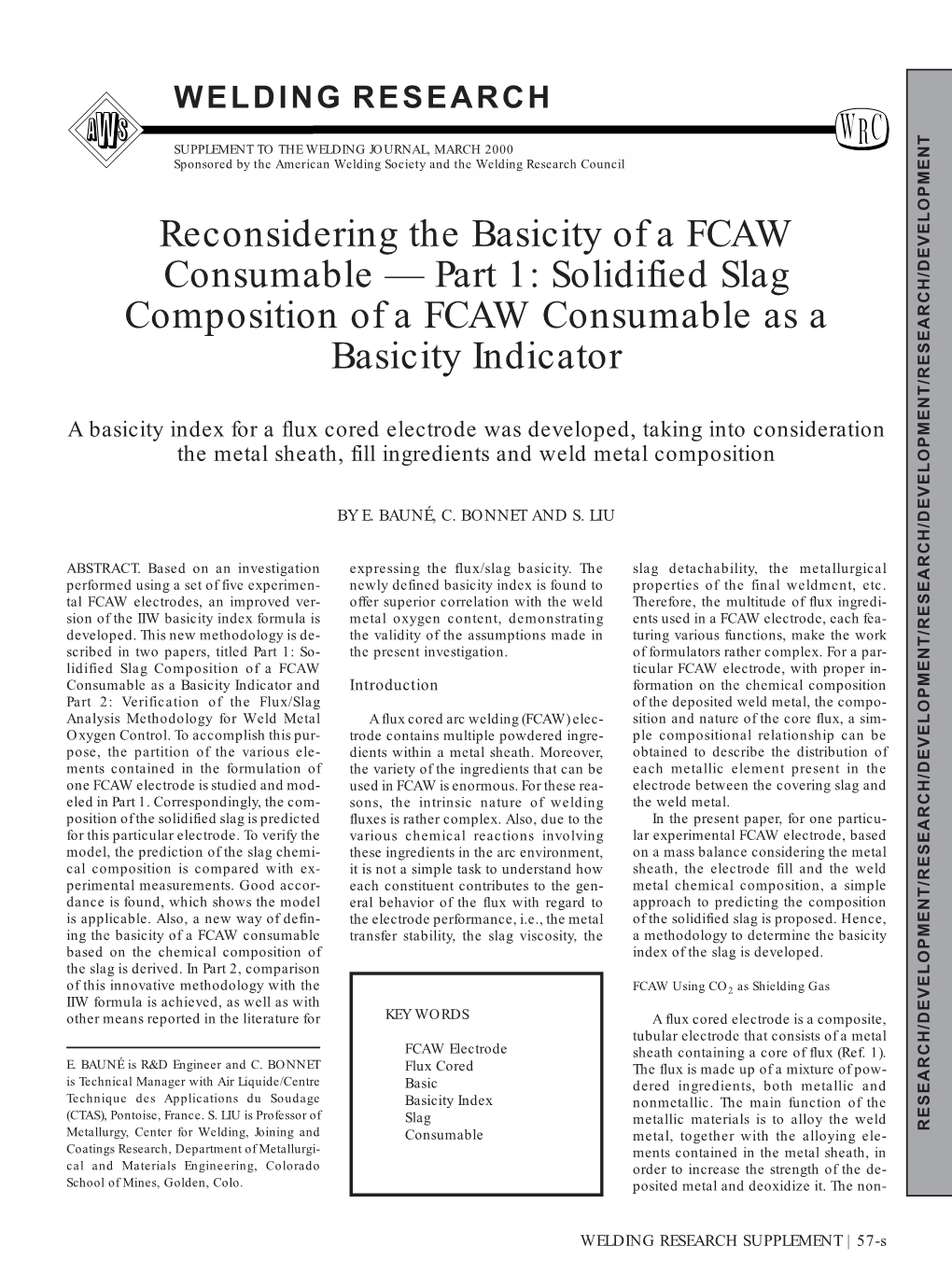 Reconsidering the Basicity of a FCAW Consumable — Part 1: Solidified Slag Composition of a FCAW Consumable As a Basicity Indicator