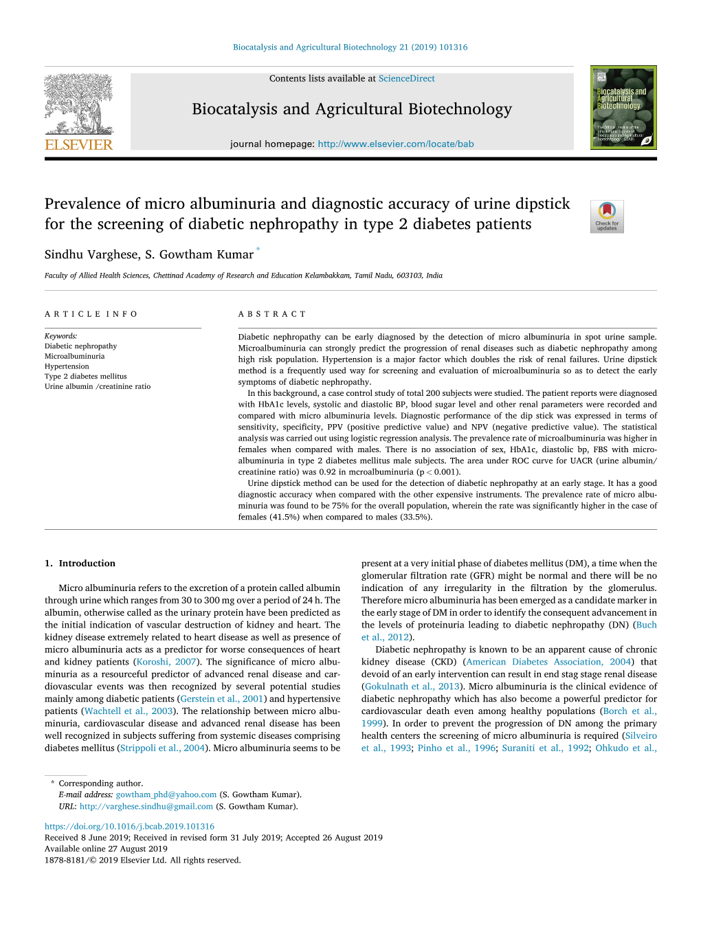 Prevalence of Micro Albuminuria and Diagnostic Accuracy of Urine Dipstick for the Screening of Diabetic Nephropathy in Type 2 Diabetes Patients