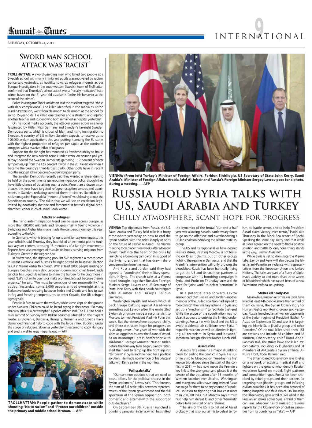 Russia Hold Syria Talks with US, Saudi Arabia and Turkey