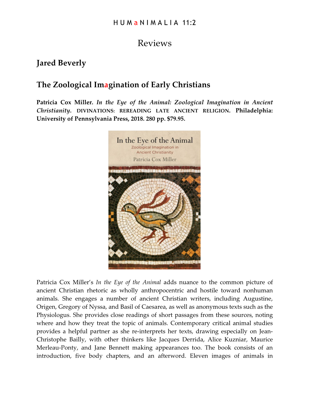 Jared Beverly -- the Zoological Imagination of Early Christians