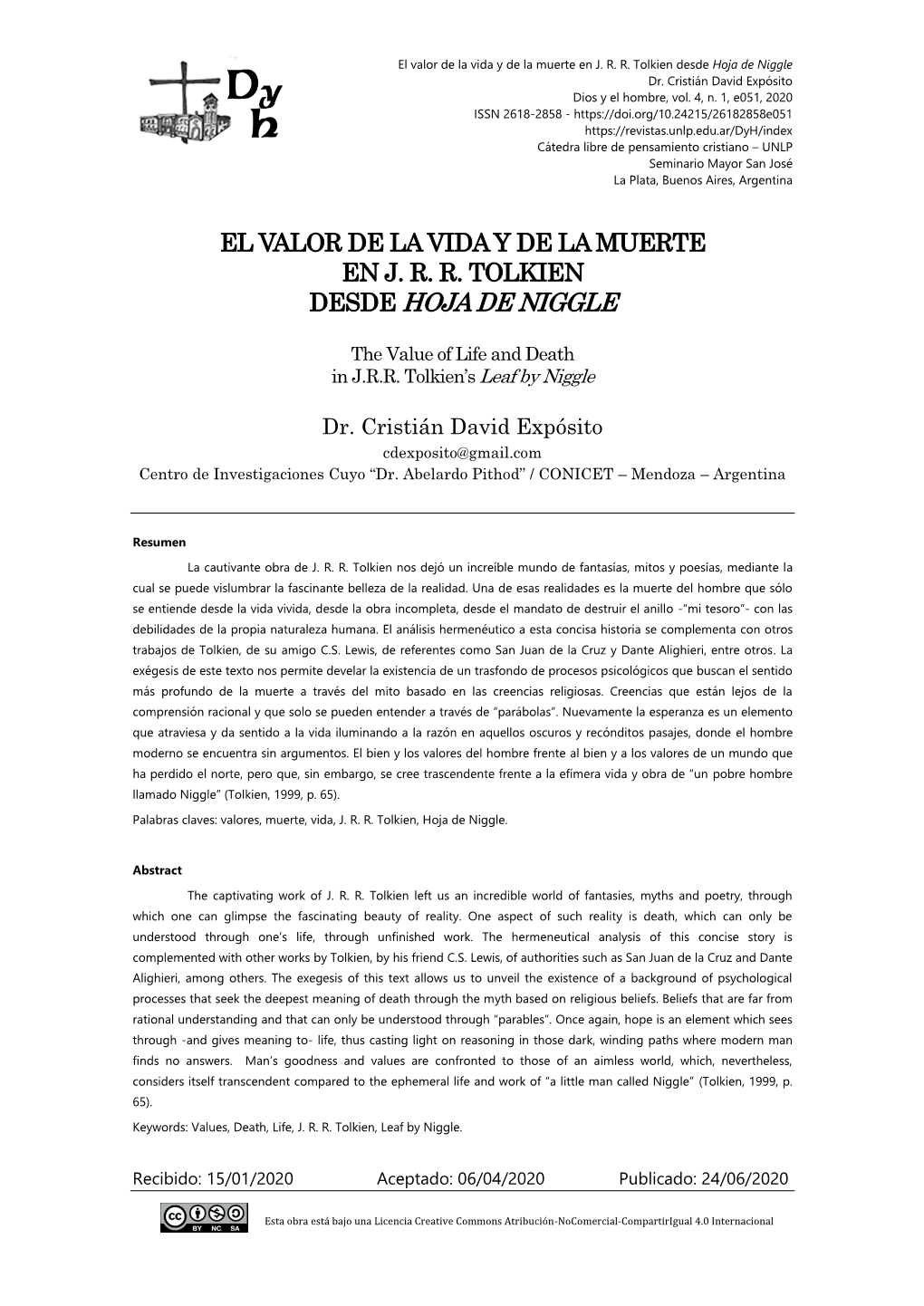 El Valor De La Vida Y De La Muerte En J. R. R. Tolkien Desde Hoja De Niggle Dr