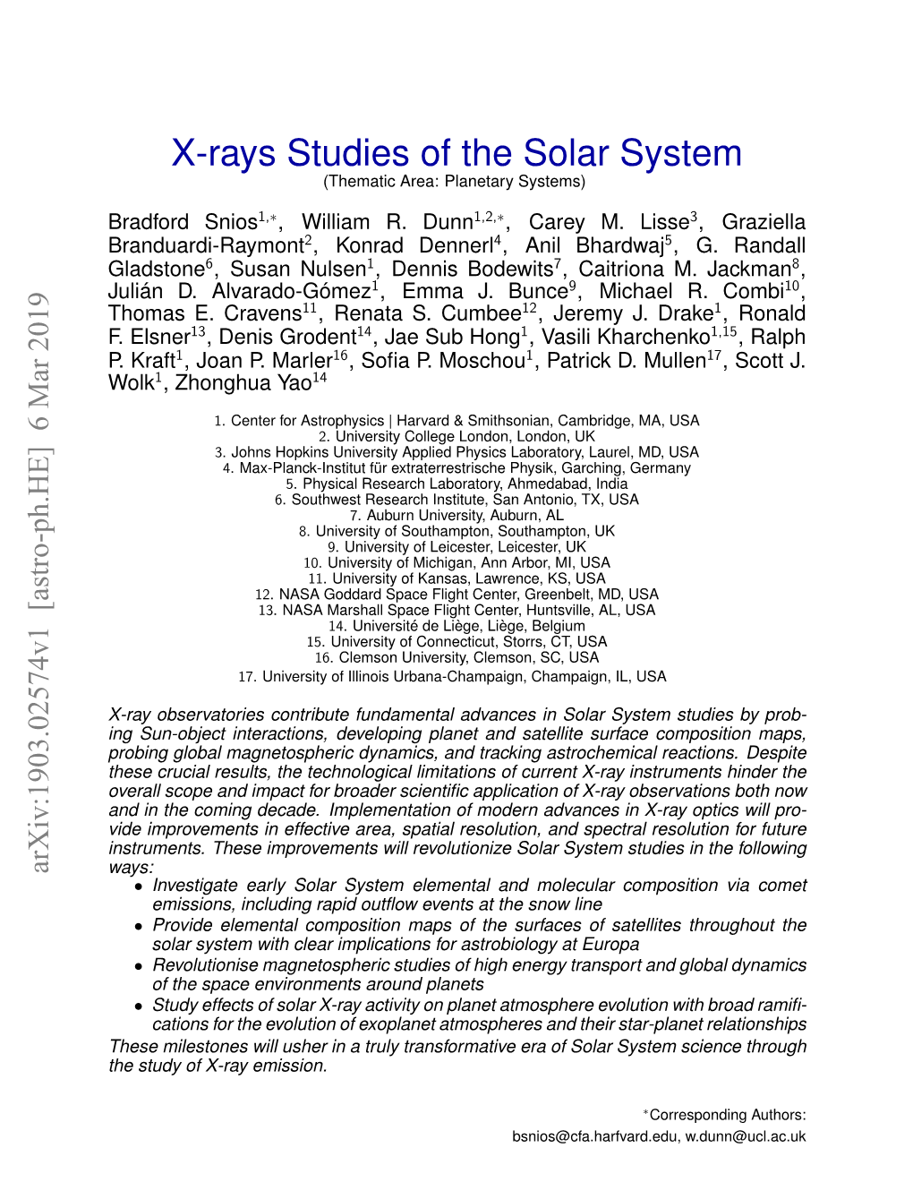 X-Rays Studies of the Solar System (Thematic Area: Planetary Systems)