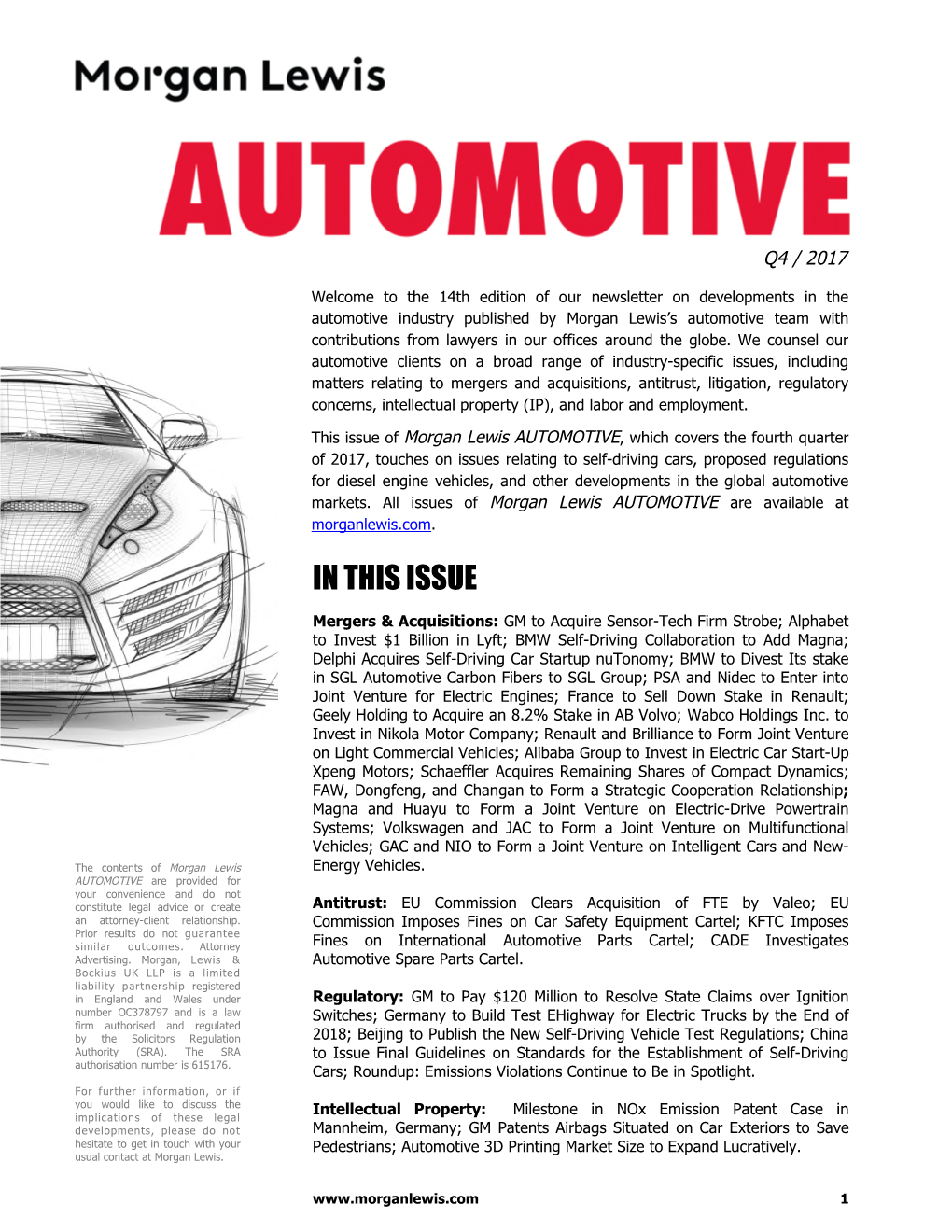 Read the Latest Issue of Morgan Lewis Automotive