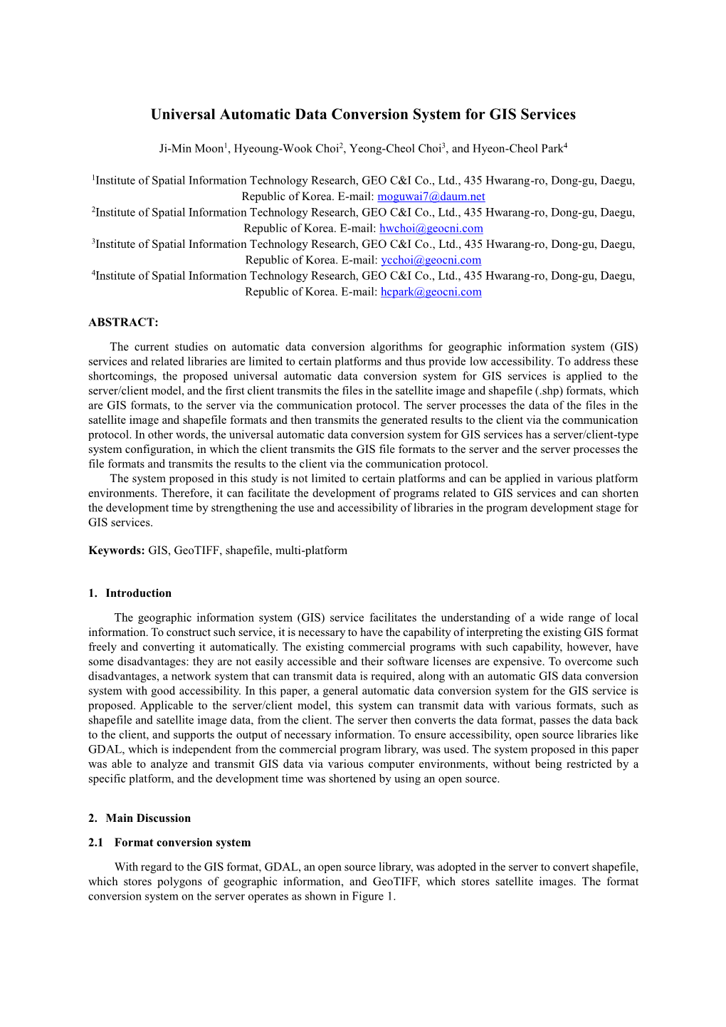 Universal Automatic Data Conversion System for GIS Services