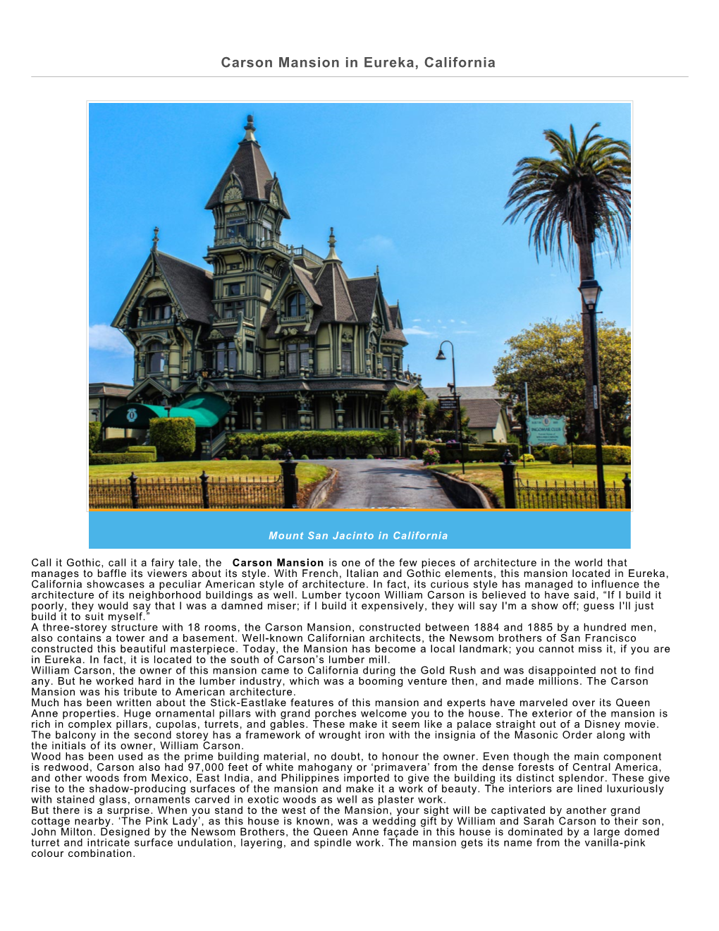 Carson Mansion in Eureka, California