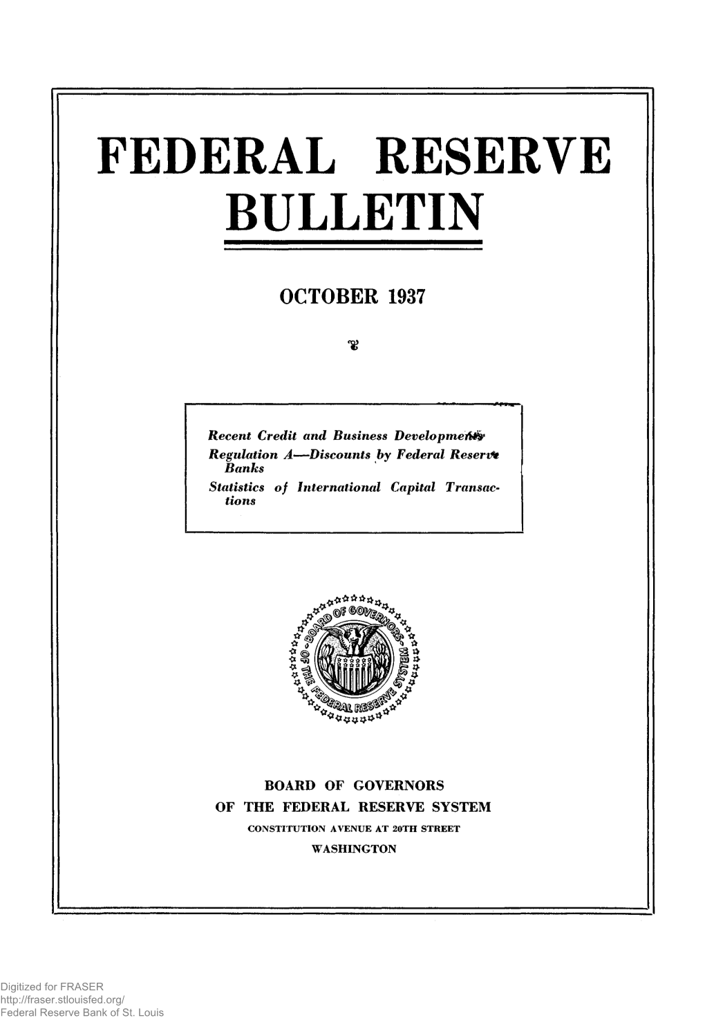 Federal Reserve Bulletin October 1937