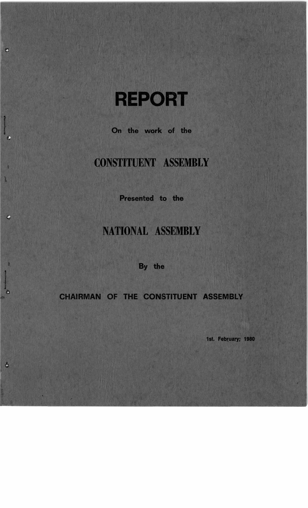 Report on the Work of the Contituent Assembly 1980