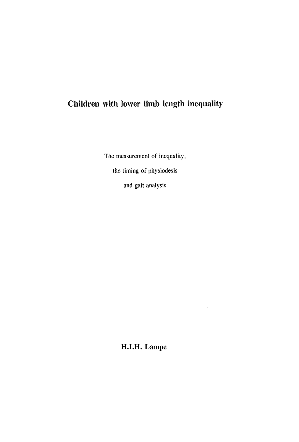 Children with Lower Limb Length Inequality