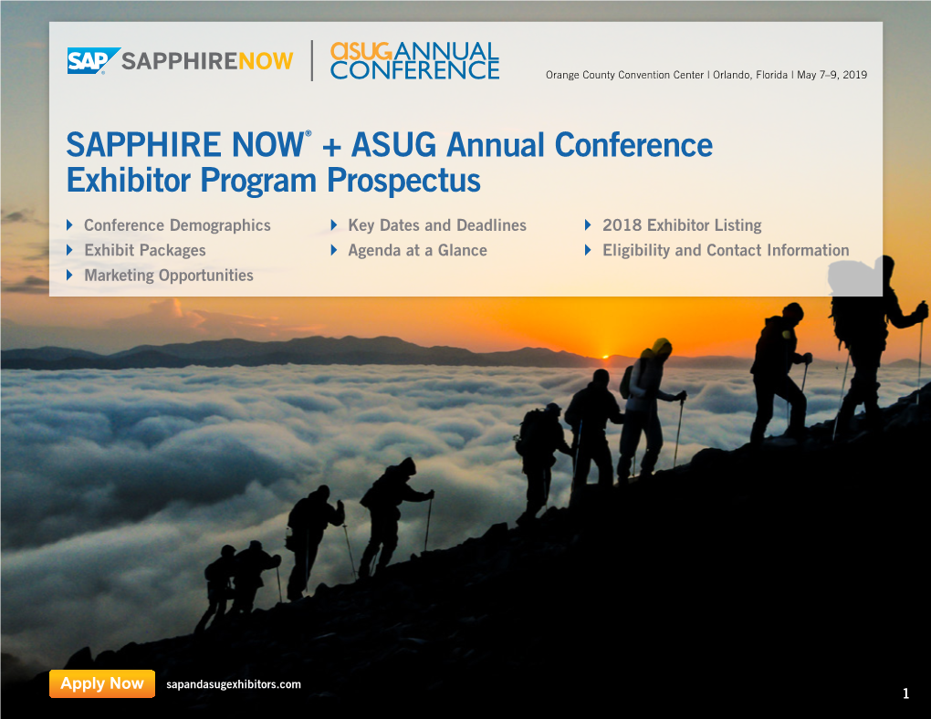 SAPPHIRE NOW® + ASUG Annual Conference Exhibitor Program Prospectus