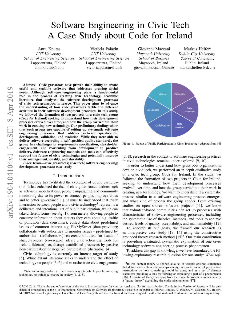 Software Engineering in Civic Tech a Case Study About Code for Ireland