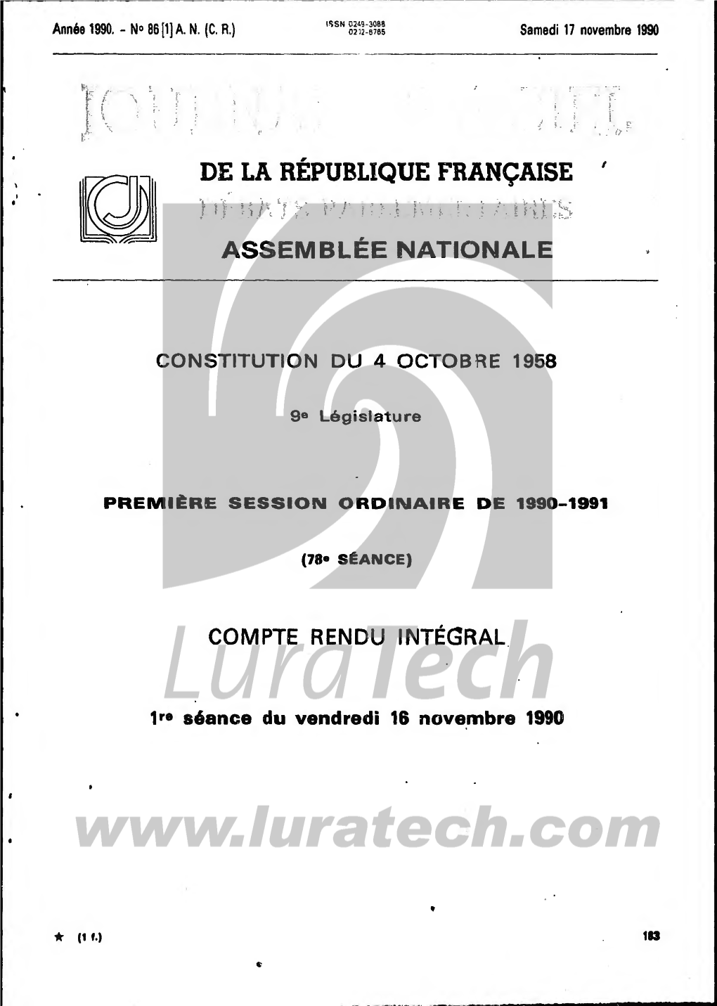 CONSTITUTION DU 4 OCTOBRE 1958 1R® Séance Du Vendredi 16