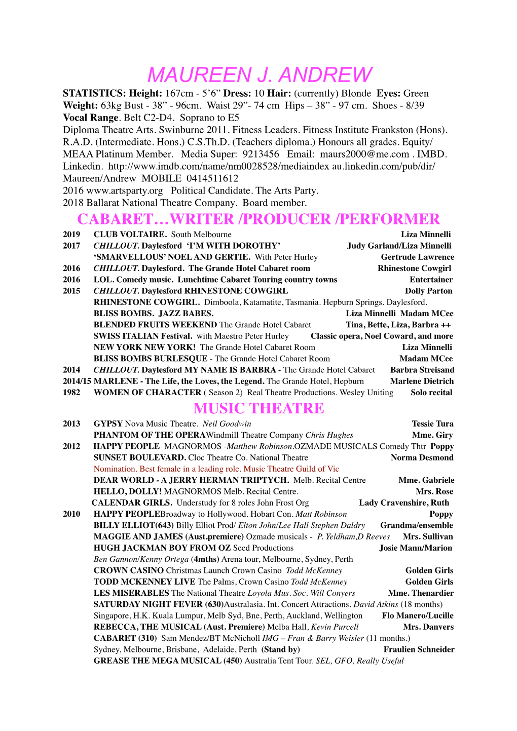 2019 July PERFORMANCE RESUME Copy 8.20.04 Pm Copy 2