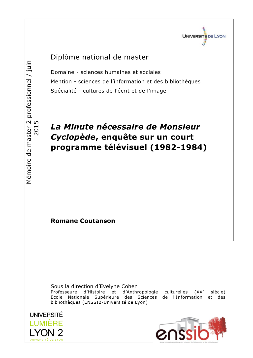 La Minute Nécessaire De Monsieur Cyclopède, Enquête Sur Un Court