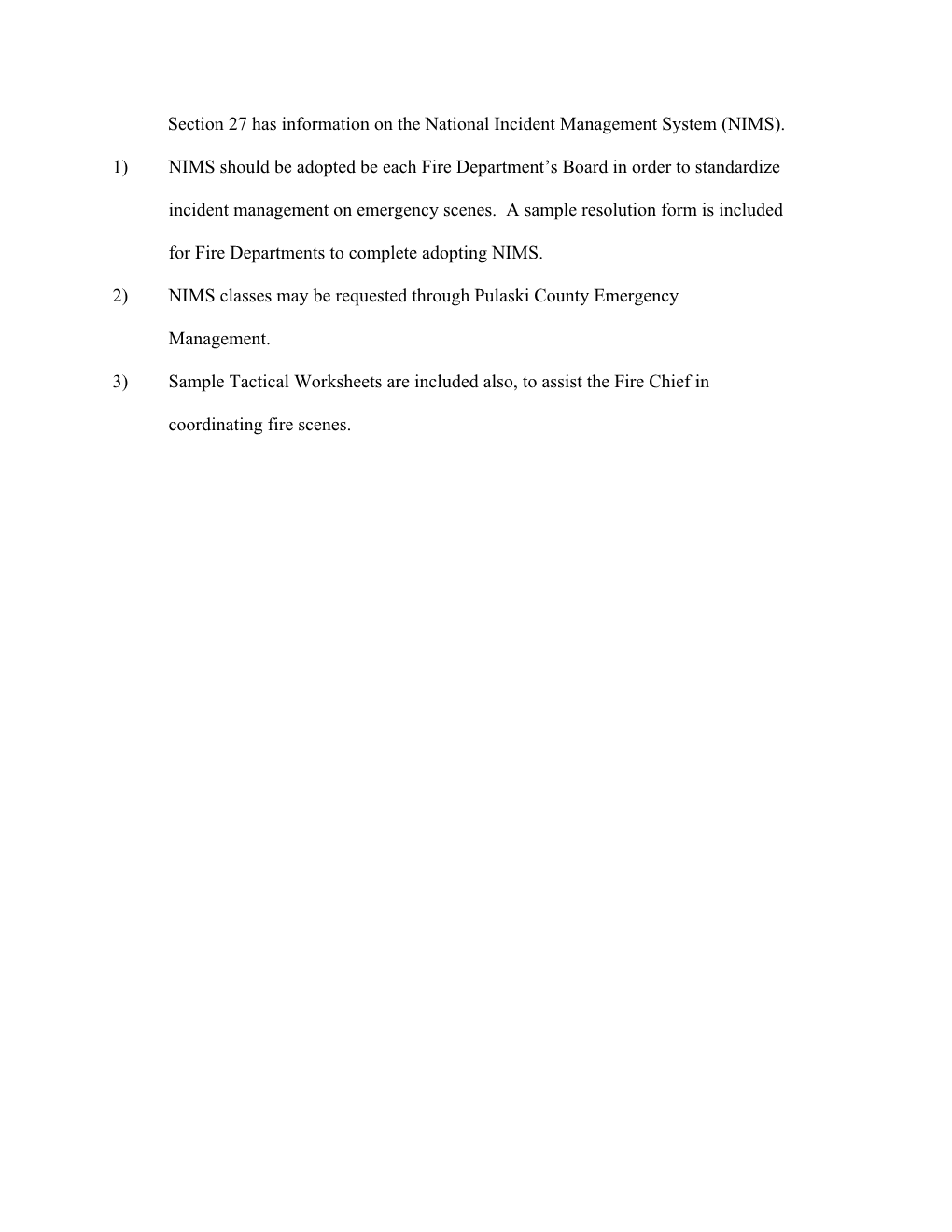 Section 27: NIMS / Incident Command