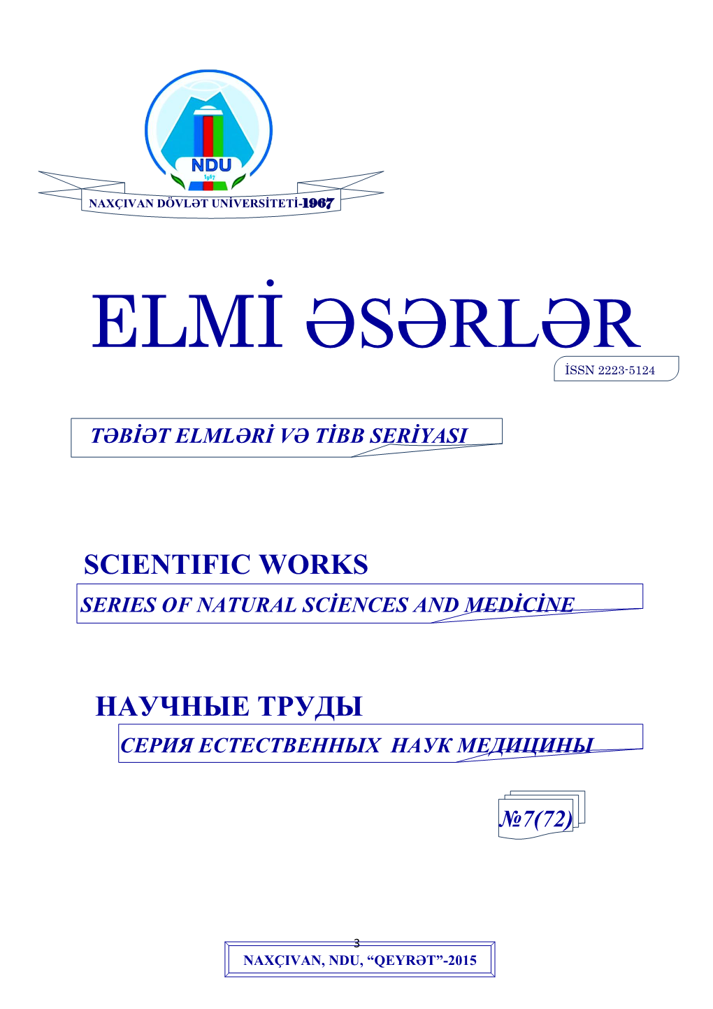 Elmi Əsərlər Issn 2223-5124