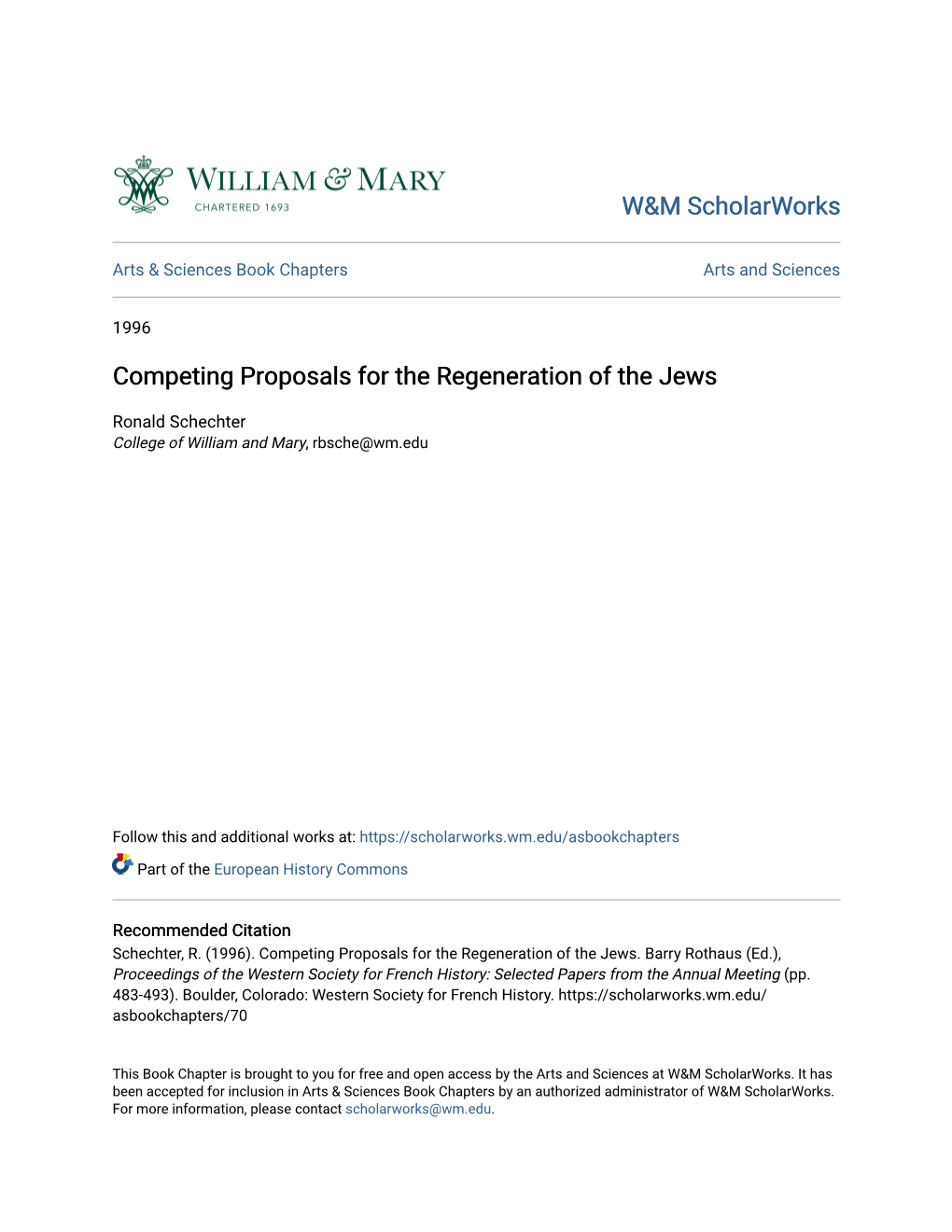 Competing Proposals for the Regeneration of the Jews