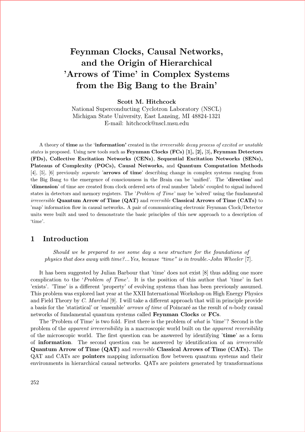 Feynman Clocks, Causal Networks, and the Origin of Hierarchical 'Arrows of Time' in Complex Systems from the Big Bang To