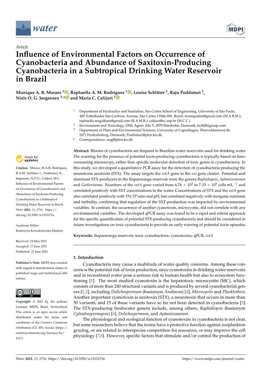 Influence of Environmental Factors on Occurrence of Cyanobacteria And