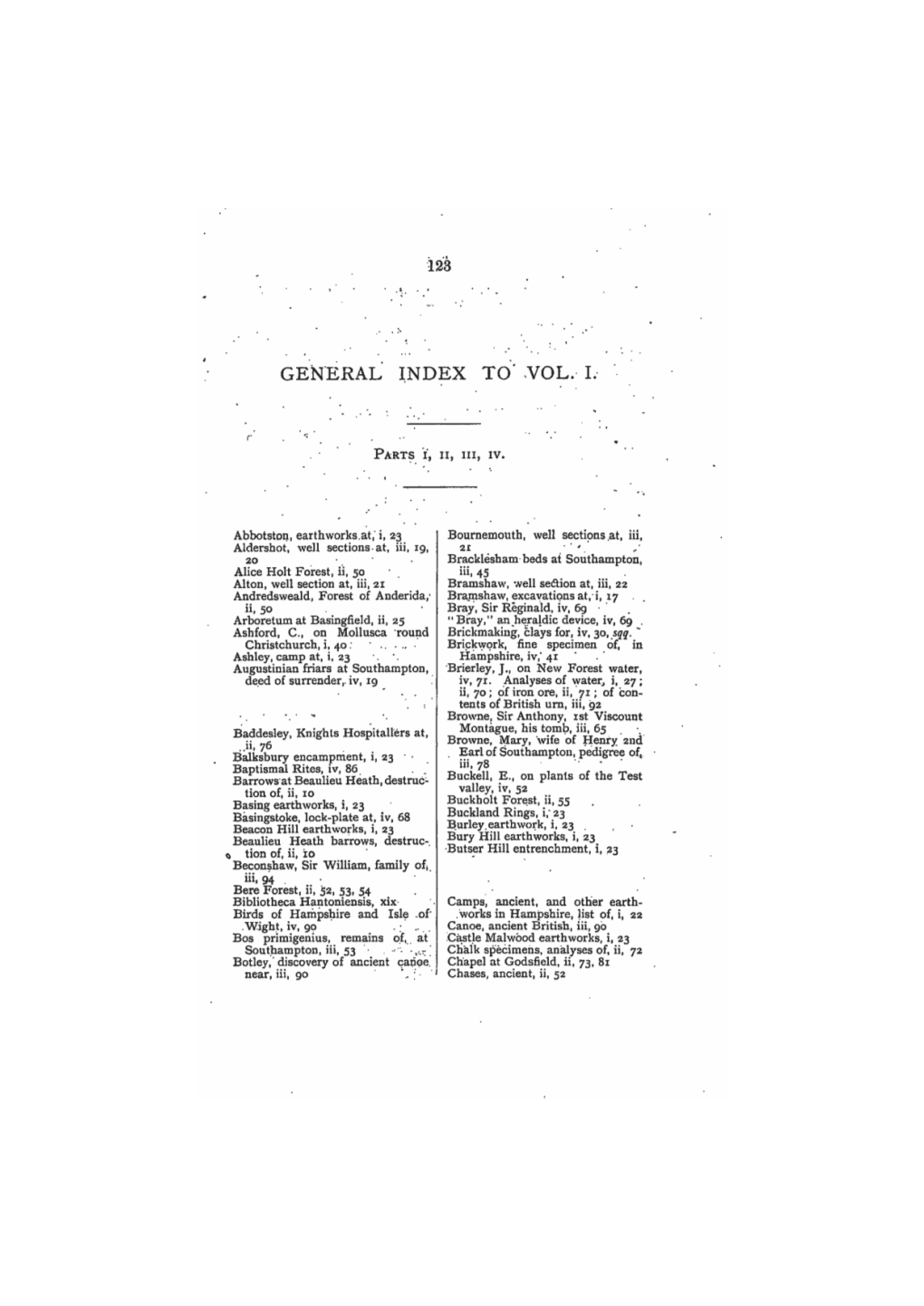 General Index To' Vol. I