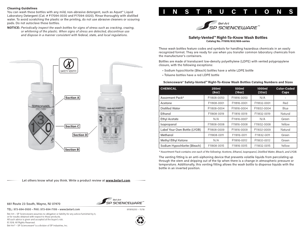 SP Scienceware Safety-Vented Right-To-Know