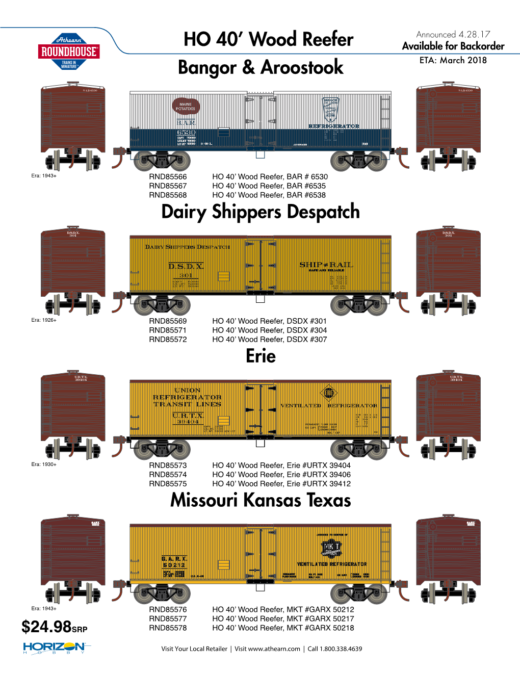 HO 40' Wood Reefer Bangor & Aroostook Dairy Shippers Despatch