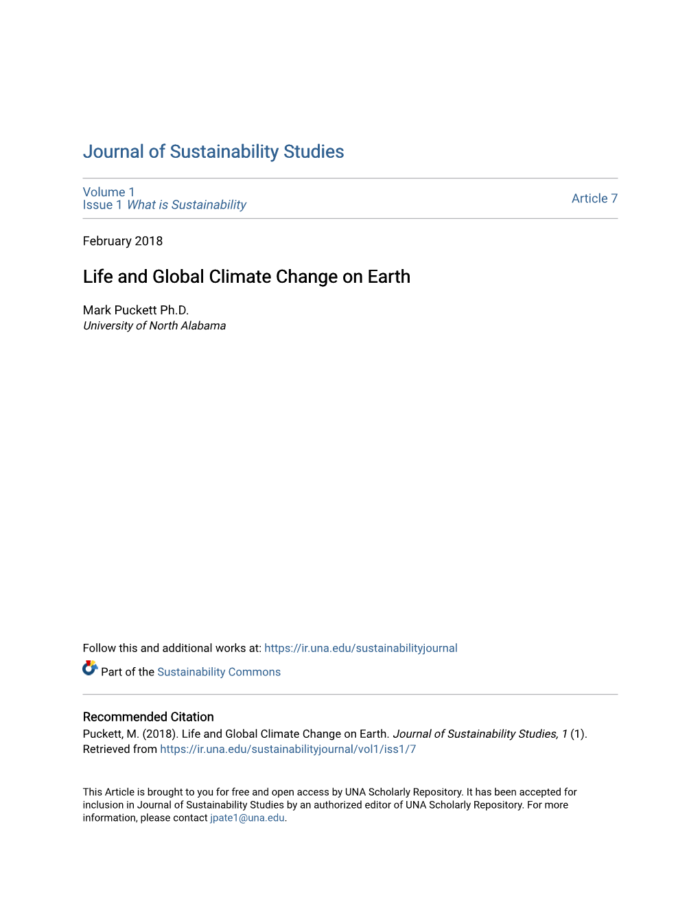 Life and Global Climate Change on Earth
