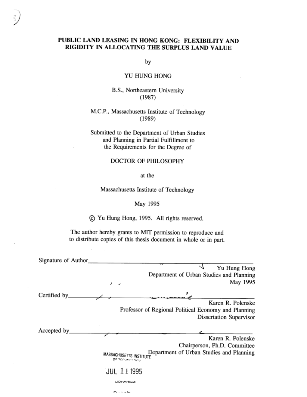 Public Land Leasing in Hong Kong: Flexibility and Rigidity in Allocating the Surplus Land Value