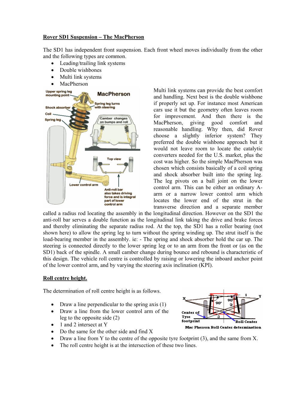 Rover SD1 Suspension – the Macpherson the SD1 Has