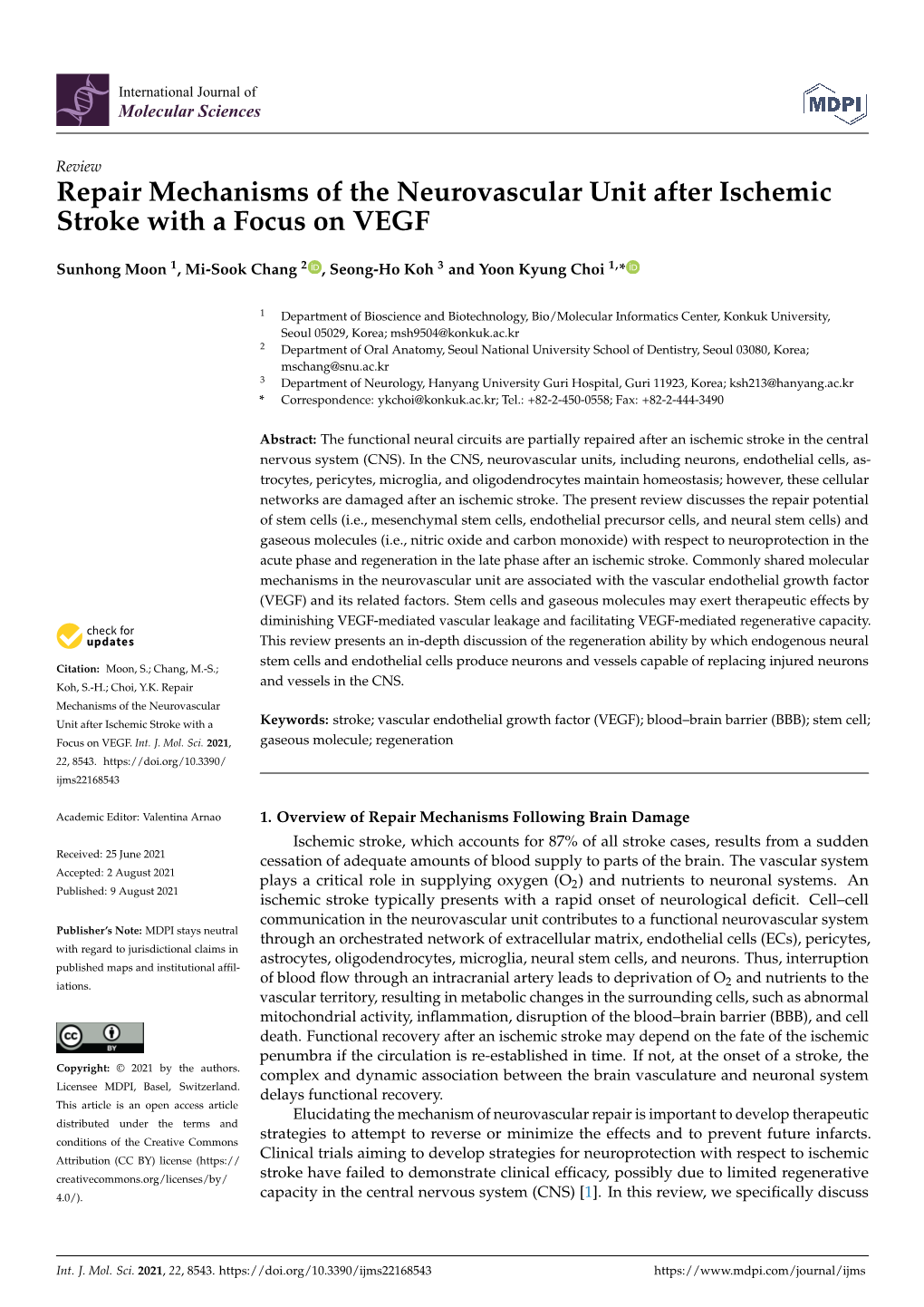 Repair Mechanisms of the Neurovascular Unit After Ischemic Stroke with a Focus on VEGF