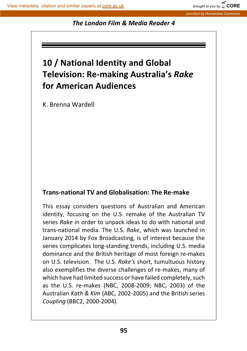 10 / National Identity and Global Television: Re-Making Australia's