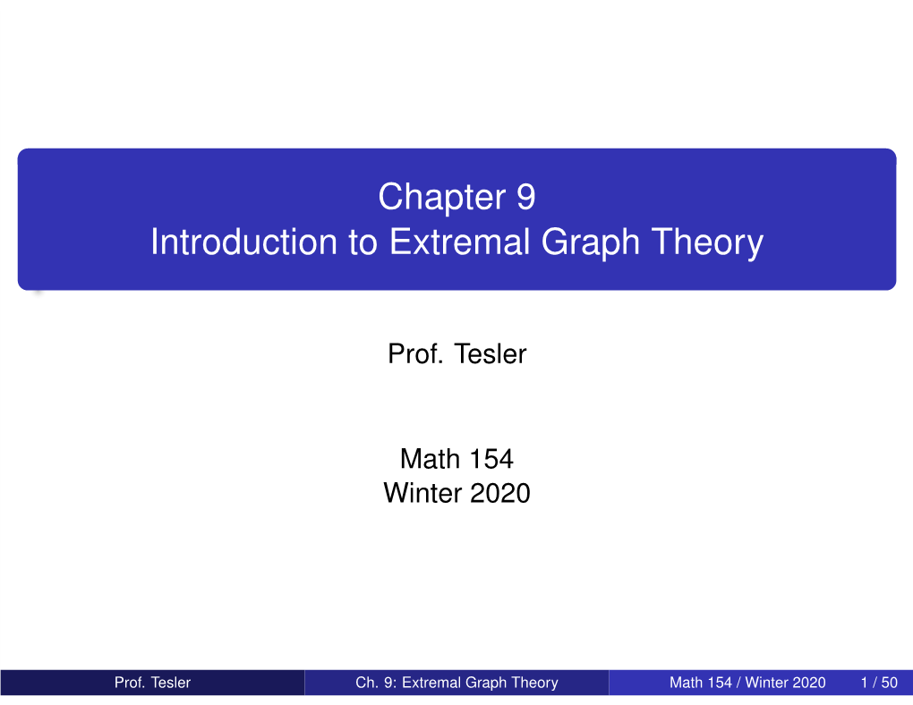 Chapter 9 Introduction to Extremal Graph Theory