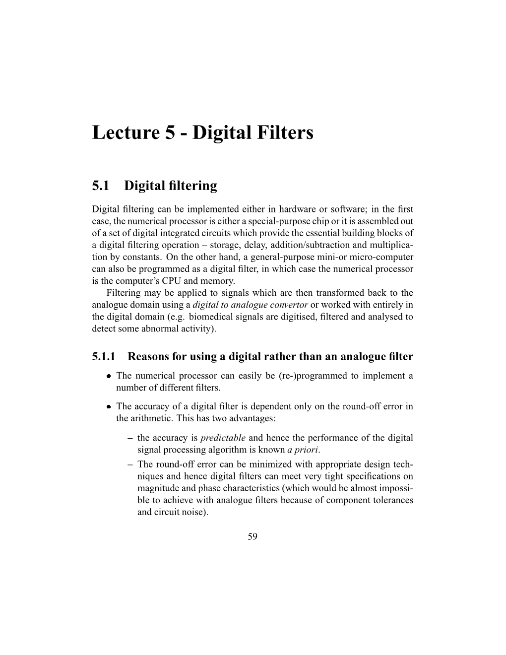 Lecture 5 - Digital Filters