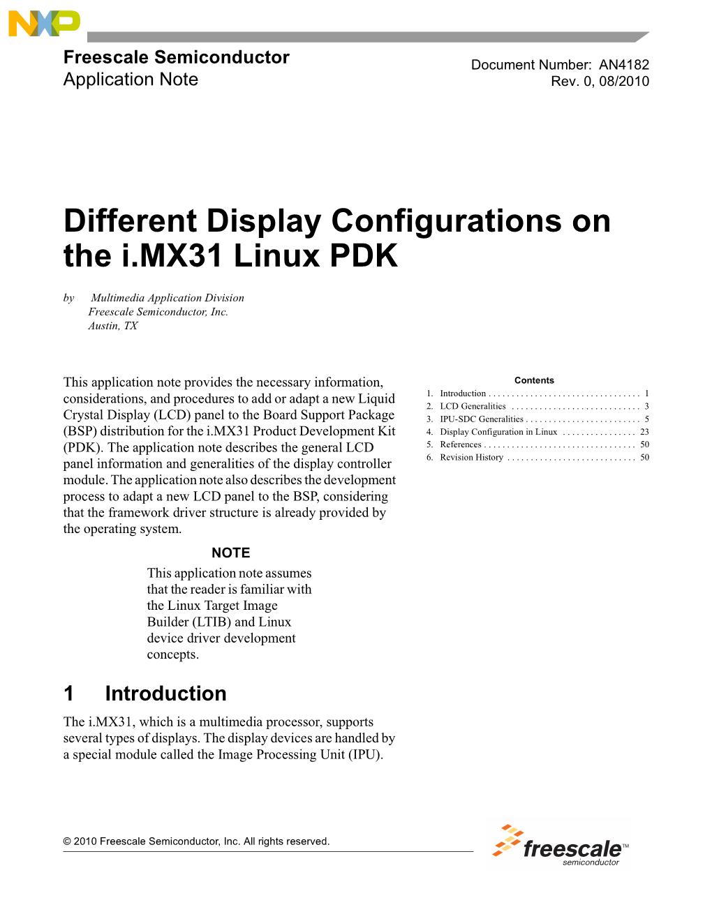 Different Display Configurations on the I.MX31 Linux PDK by Multimedia Application Division Freescale Semiconductor, Inc