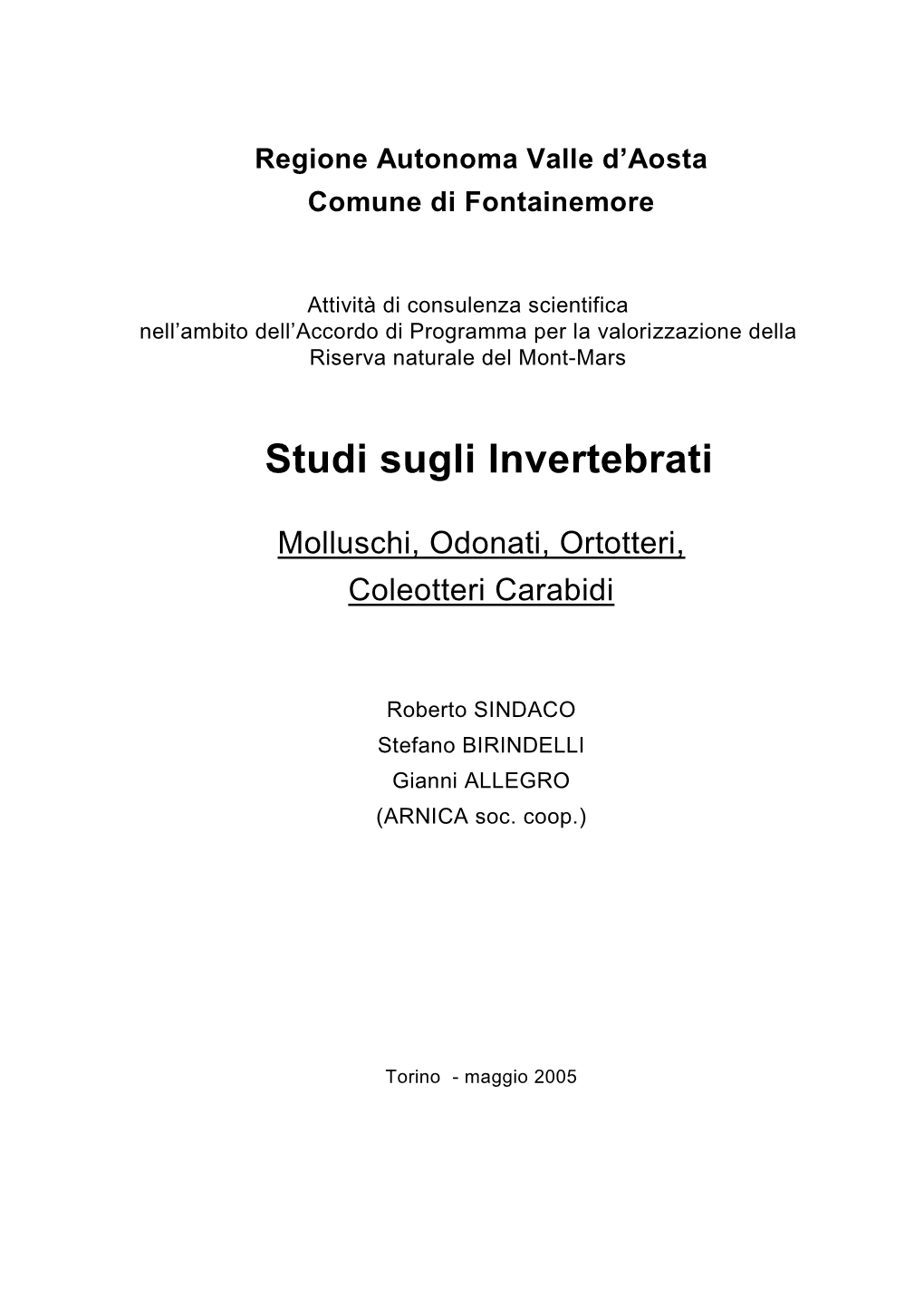 Studi Sugli Invertebrati