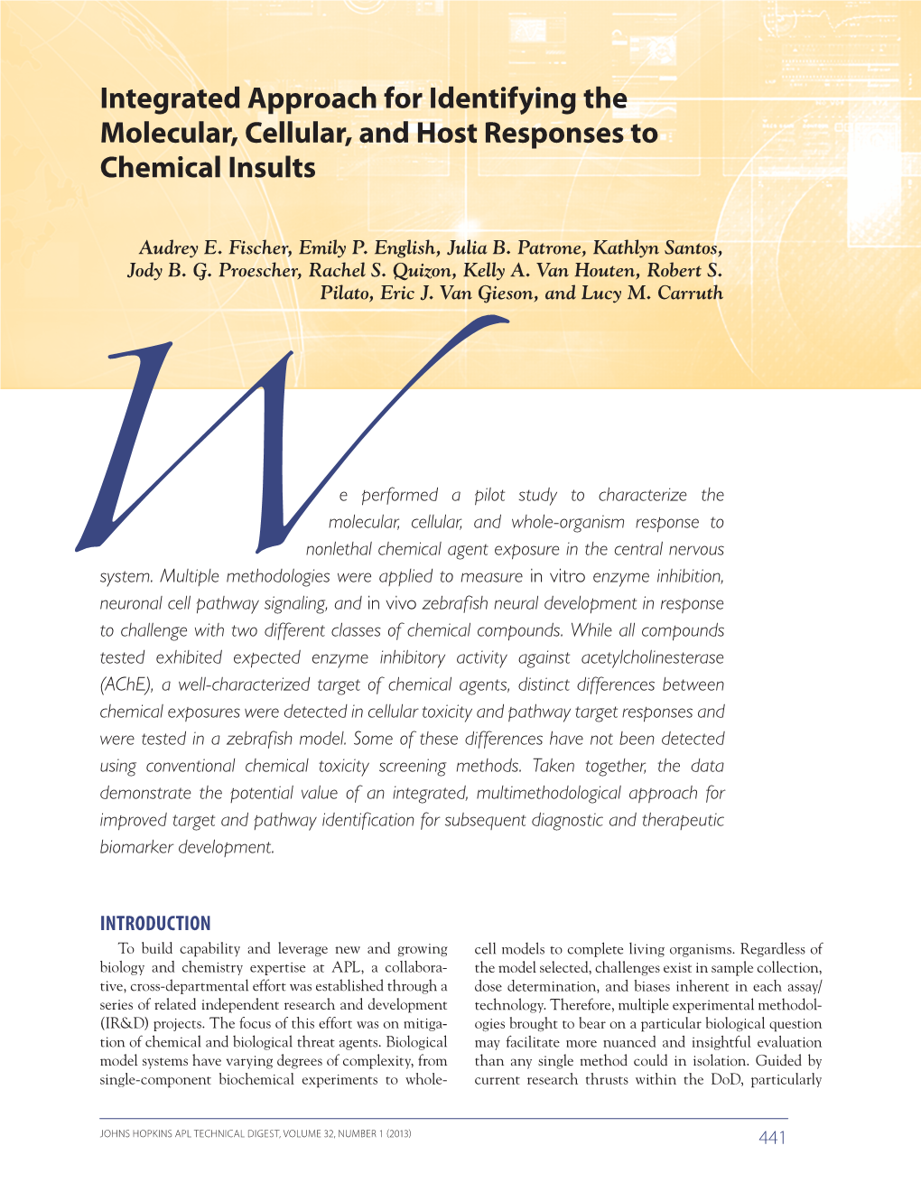 Integrated Approach for Identifying the Molecular, Cellular, and Host Responses to Chemical Insults