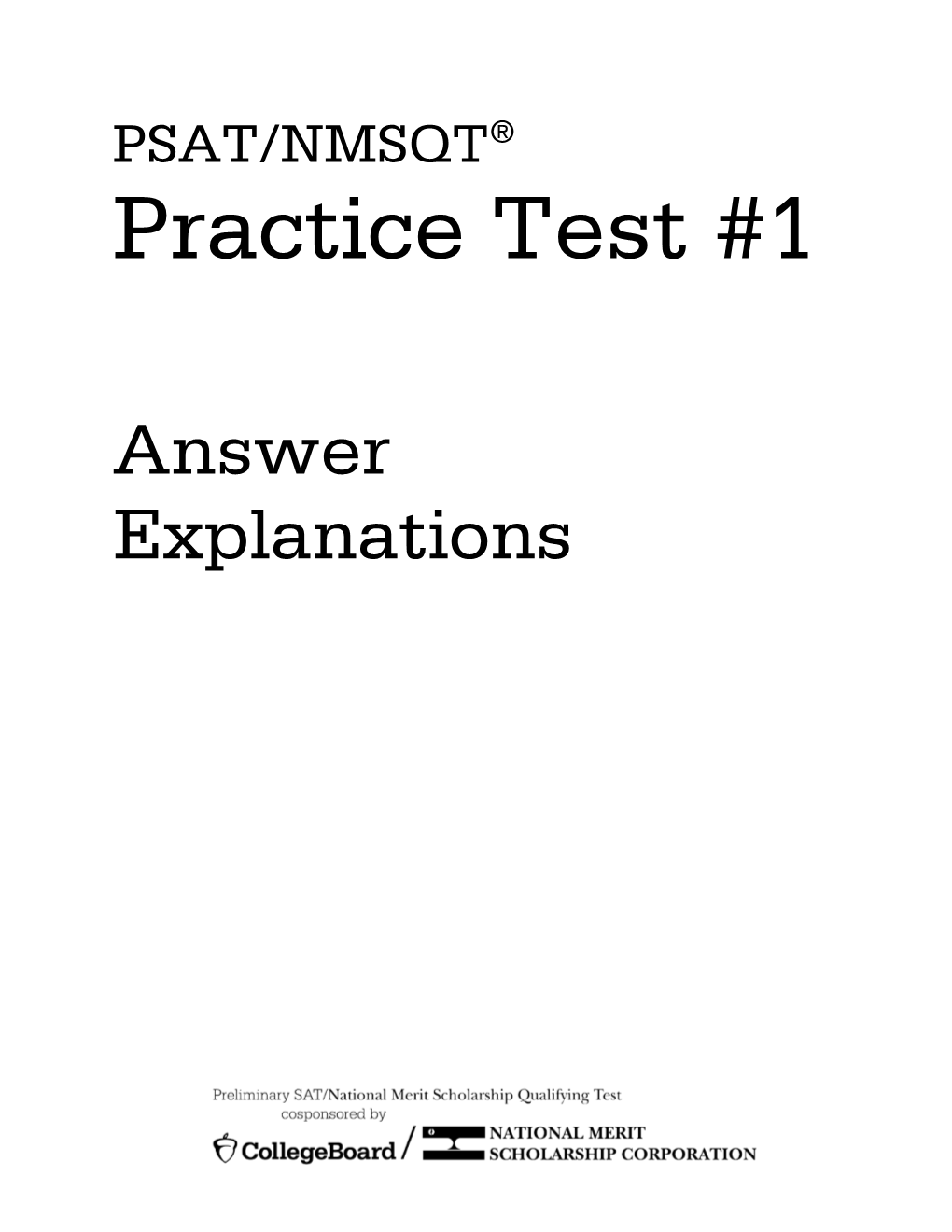 Answer Explanations: PSAT/NMSQT 2015 Practice Test #1