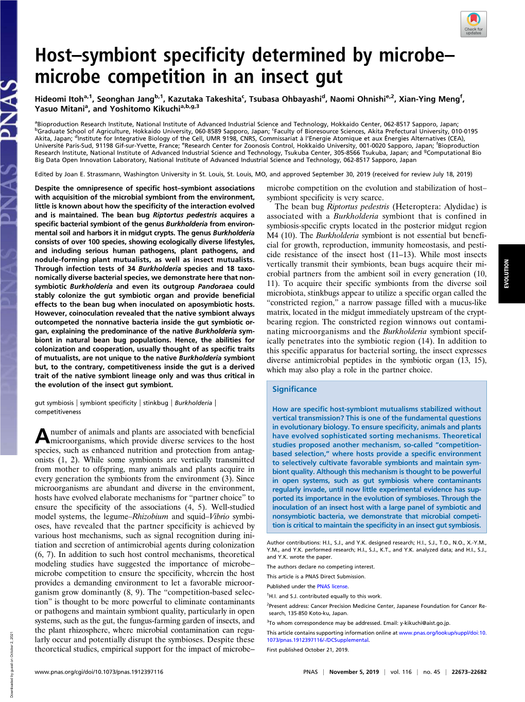 Host–Symbiont Specificity Determined by Microbe–Microbe Competition in an Insect