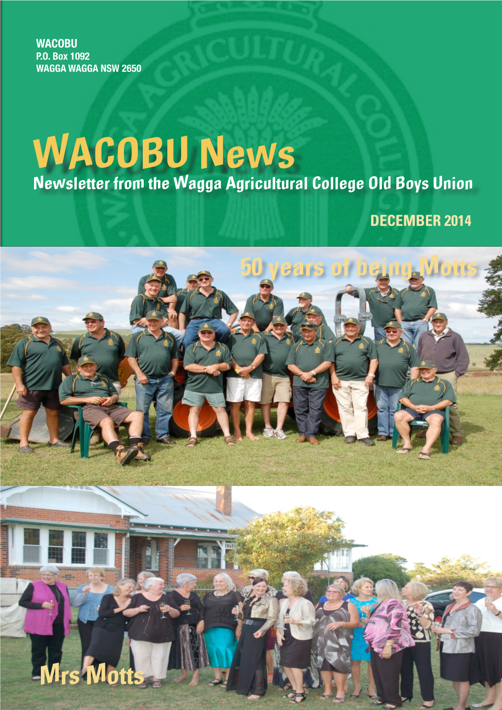 WACOBU News Newsletter from the Wagga Agricultural College Old Boys Union