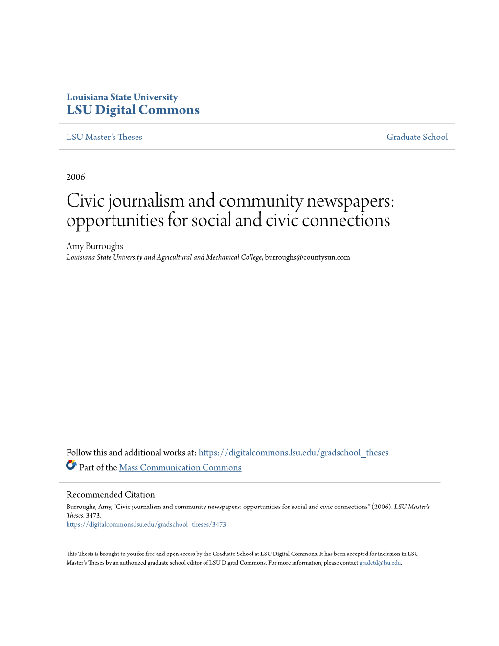 Civic Journalism and Community Newspapers