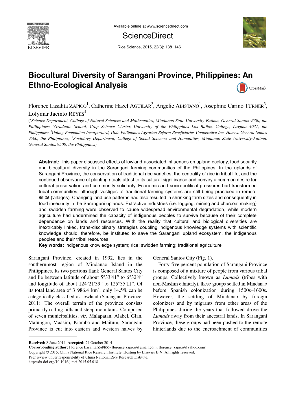 Biocultural Diversity of Sarangani Province, Philippines: an Ethno-Ecological Analysis