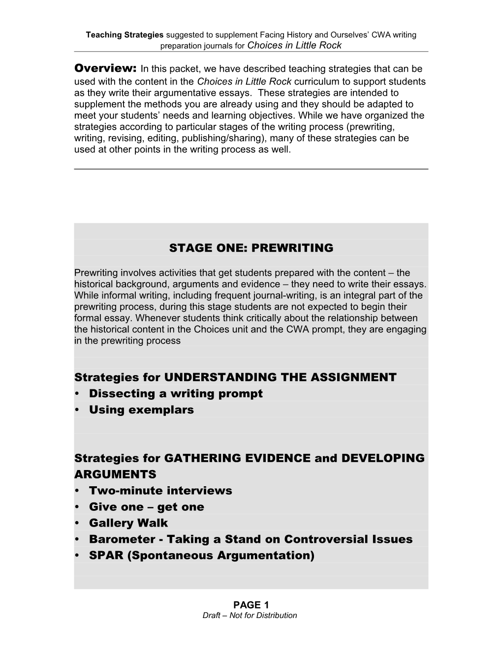 Strategies for UNDERSTANDING the ASSIGNMENT