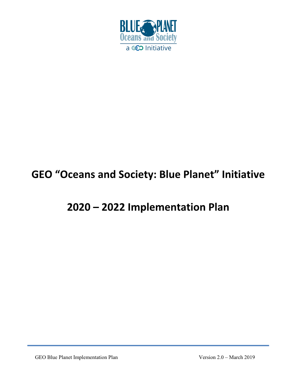 GEO “Oceans and Society: Blue Planet” Initiative 2020